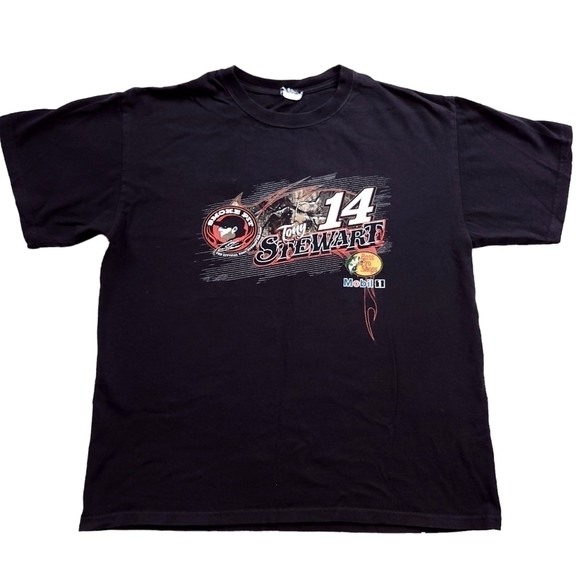 Tony Stewart Racing Nascar T-shirt Bass Pro Shops Mobil 1 Smoke Pit - Picture 1 of 4